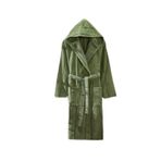 SEMECCA TEXTILE Pamuklu Kadife Kapüşonlu Unisex Mürdüm Bornoz L-XL Yeşil