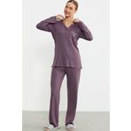 Sementa 76438 Yarım Düğmeli Cep Detaylı Pijama Takım