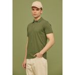 Sementa Detaylı Polo Yaka Kısa Kol Tişört - Açık Yeşil - 3XL