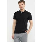 Sementa Detaylı Polo Yaka Kısa Kol Tişört - Siyah - 2XL