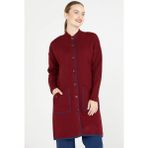 Sementa Dik Yaka Cepli Uzun Triko Ceket - Bordo - S - M