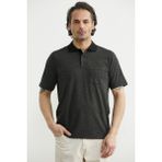 Sementa Dokulu Polo Yaka Cepli Tişört - Siyah - 2XL
