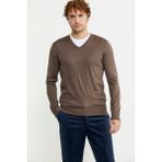 Sementa Erkek V Yaka Basic Triko Kazak - Vizon - 2XL