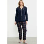 Sementa Gömlek Model Ekose Pijama Takım - Lacivert - XL