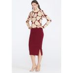 Sementa Kadın Yırtmaçlı Triko Etek - 38 - Bordo
