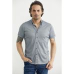 Sementa Kısa Kol Düğmeli Gömlek Tişört - Lacivert - Beyaz - 2XL