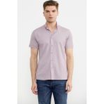 Sementa Kısa Kol Slim Fit Penye Gömlek - Açık Lila - 3XL