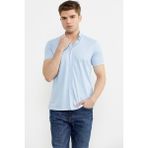 Sementa Kısa Kol Slim Fit Penye Gömlek - Açık Mavi - XL