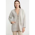 Sementa Oversize Cepli Petek Motifli Triko Ceket - Vizon