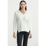 Sementa Oversize V Yaka Triko Kazak - Kemik