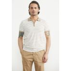 Sementa Polo Yaka Çizgili Regular Fit Tişört - Bej - 3XL