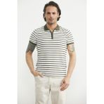 Sementa Polo Yaka Çizgili Regular Fit Tişört - Haki - XL