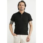 Sementa Polo Yaka Düğmeli Tişört - Siyah - XL
