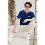 Sementa Renk Kombinli Cepli Koton Triko T-Shirt - Lacivert - XL