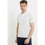 Sementa Renk Kombinli Polo Yaka Tişört - Beyaz - XL