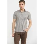 Sementa Slim Fit Baskılı Penye Gömlek - Vizon - 3XL