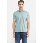 Sementa Slim Fit Baskılı Penye Gömlek - Yeşil - 2XL