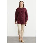 Sementa Tencel Arkası Uzun Oversize Gömlek - Bordo - XL