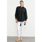 Sementa Tencel Arkası Uzun Oversize Gömlek - Siyah - 2XL