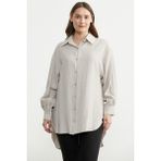 Sementa Tencel Arkası Uzun Oversize Gömlek - Taş - 2XL