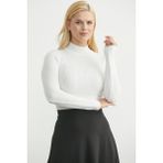 Sementa Yarım Balıkçı Fitilli Bodysuit Triko Kazak - Kemik