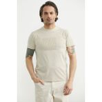 Sementa Yazı Baskılı Basic Kısa Kol Tişört - Taş - 2XL