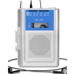 Semier Walkman - Taşınabilir kaset kaydedici AM FM klasik büyük hoparlör ve kulaklık, entegre mikrofon, DC veya AA pil ile çalışır
