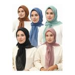 SEMİNEN Tesettür 5'li Flamlı Pamuklu Yazma Eşarp 100x100cm