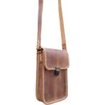 Semiramis Dionysos Ss1 Model Unisex El Yapımı Vintage El Dikişi Crazy Deri Küçük Boy Çanta Telefon Çantası