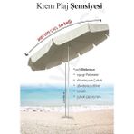 Şemsiye 10 Telli Kalın Polyester Kumaşlı Balkon, Plaj Şemsiyesi (Bidon Hariç) - Krem