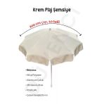 Şemsiye - F 200 Akrilik - Düz Krem Plaj Şemsiyesi 2 Metre Gölgelik Alanı Katlanır Ve Eğilebilir