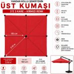 Şemsiyecim 3x3 Kare Yandan Kollu Şemsiye Üst Kumaşı Su Itici