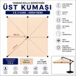 Şemsiyecim 3x3 Yandan Kollu Şemsiye Üst Kumaşı Su Itici - Krem