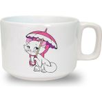 Şemsiyeli Kedi Baskılı Seramik Beyaz Kahve Kupası - 199 ml