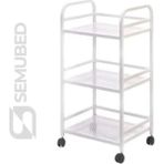 Semubed Cihaz Taşıma Sehpası Setup Masası 3 Raflı Beyaz Tekerlekli Keson