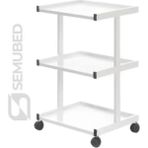 Semubed Hareketli Cihaz Taşıma Sehpası Setup Masası 3 Raflı Beyaz Tekerlekli Keson