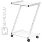 Semubed Z Model Cihaz Taşıma Sehpası Setup Masası 2 Raflı Beyaz Tekerlekli Keson
