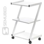 Semubed Z Model Cihaz Taşıma Sehpası Setup Masası 3 Raflı Beyaz Tekerlekli Keson