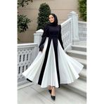 Şen butik SİYAH BEYAZ PRENSES VERA TESETTÜR ELBİSESİ