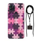 Senada General Mobile Gm 22 - Gm 22S İle Uyumlu Kılıf Puzzle Desenli Silikon İpli Boyun Askı Aparatı