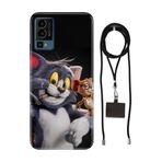 Senada General Mobile Gm 23 İle Uyumlu Kılıf Jerry Ve Tom Temalı Silikon İpli Boyun Askı Aparatı