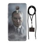 Senada General Mobile Gm 5 Plus İle Uyumlu Kılıf Atatürk 1938 Silikon İpli Boyun Askı Aparatlı