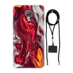 Senada General Mobile Gm 5 Plus İle Uyumlu Kılıf Red Marbles Silikon İpli Boyun Askı Aparatlı