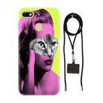 Senada General Mobile Gm 8 Go İle Uyumlu Kılıf Cat Face Desenli Silikon İpli Boyun Askı Aparatı