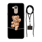 Senada General Mobile Gm 8 İle Uyumlu Kılıf Teddybear Cambaz Desenli Silikon İpli Boyun Askı Aparatı