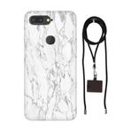 Senada General Mobile Gm 9 Pro İle Uyumlu Kılıf Mono Mermer Desenli Silikon İpli Boyun Askı Aparatı