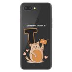 Senada General Mobile GM 9 Pro ile Uyumlu Kılıf Resimli Desenli Silikon Kedili T Harfi