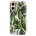 Senada iPhone 17 Camera Productor ile Uyumlu Kılıf Dekoratif Silikon Baskılı Kapak 4D Yeşil Yapraklar