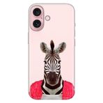 Senada iPhone 17 Camera Productor ile Uyumlu Kılıf Dekoratif Silikon Baskılı Kapak Şirin Zebra