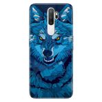 Senada Oppo A5 A9 2020 İle Uyumlu Kılıf Silikon Desenli Tam Koruma Resimli Kapak Mavi Çizim Kurt